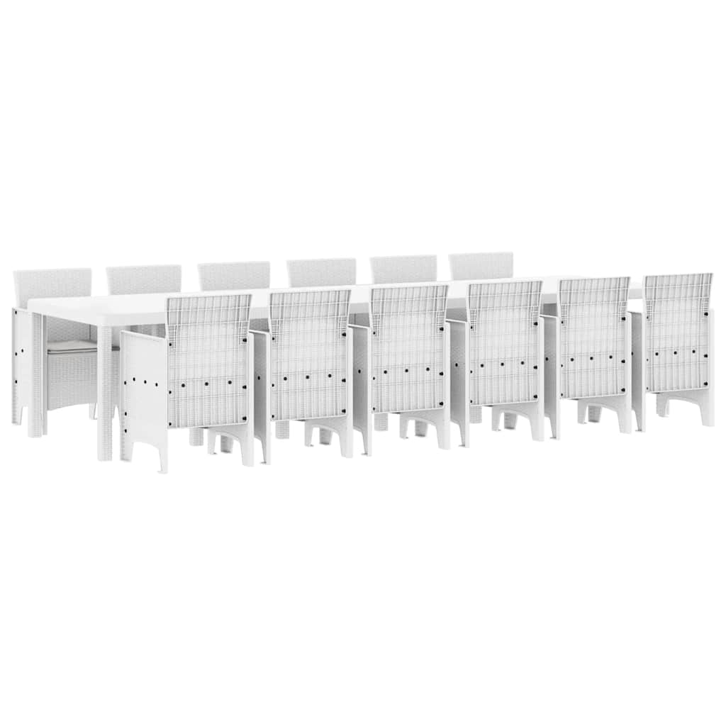 vidaXL Zestaw do jadalni w ogrodzie 13 pcs Biały Rattan Polt