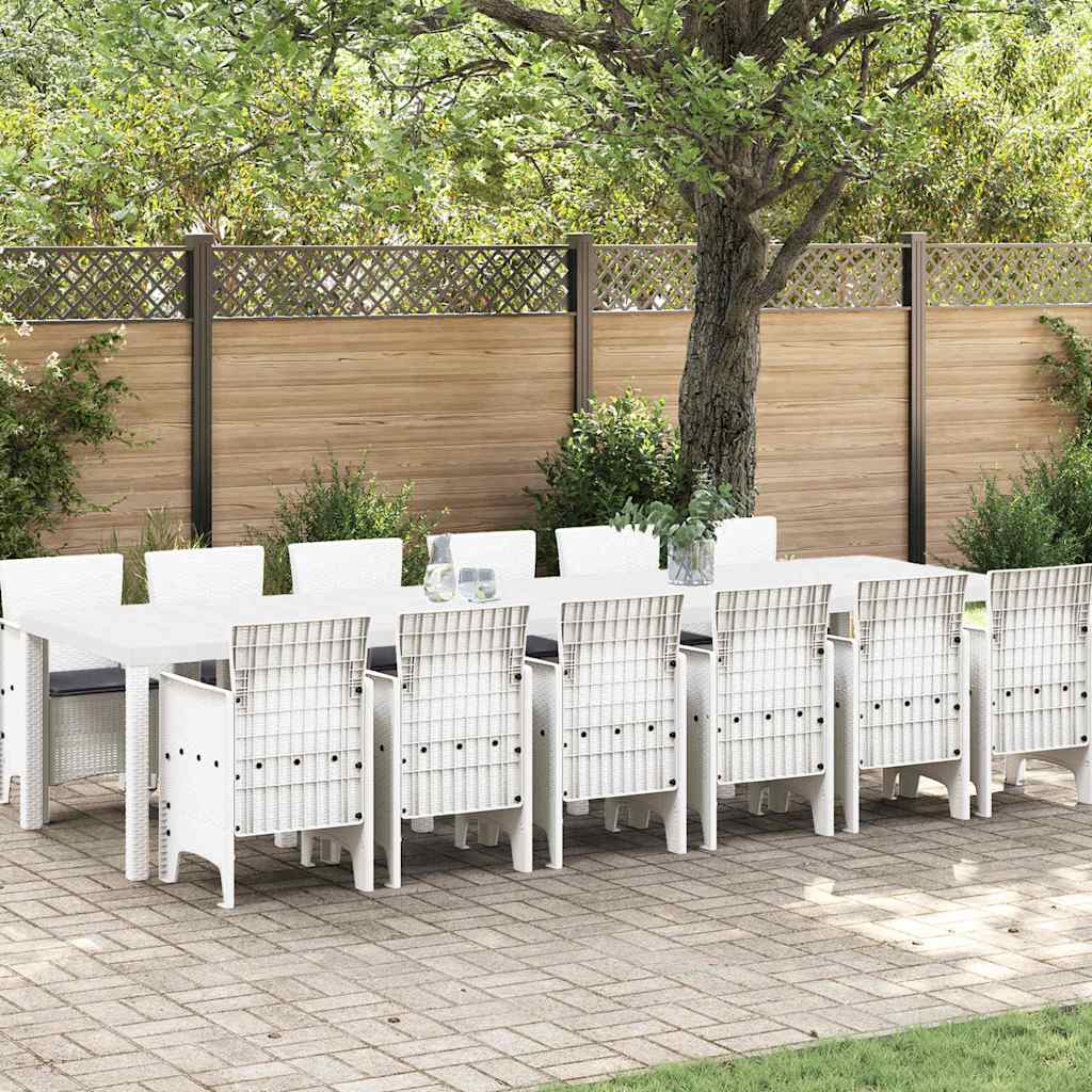 vidaXL Zestaw do jadalni w ogrodzie 13 pcs Biały Rattan Polt