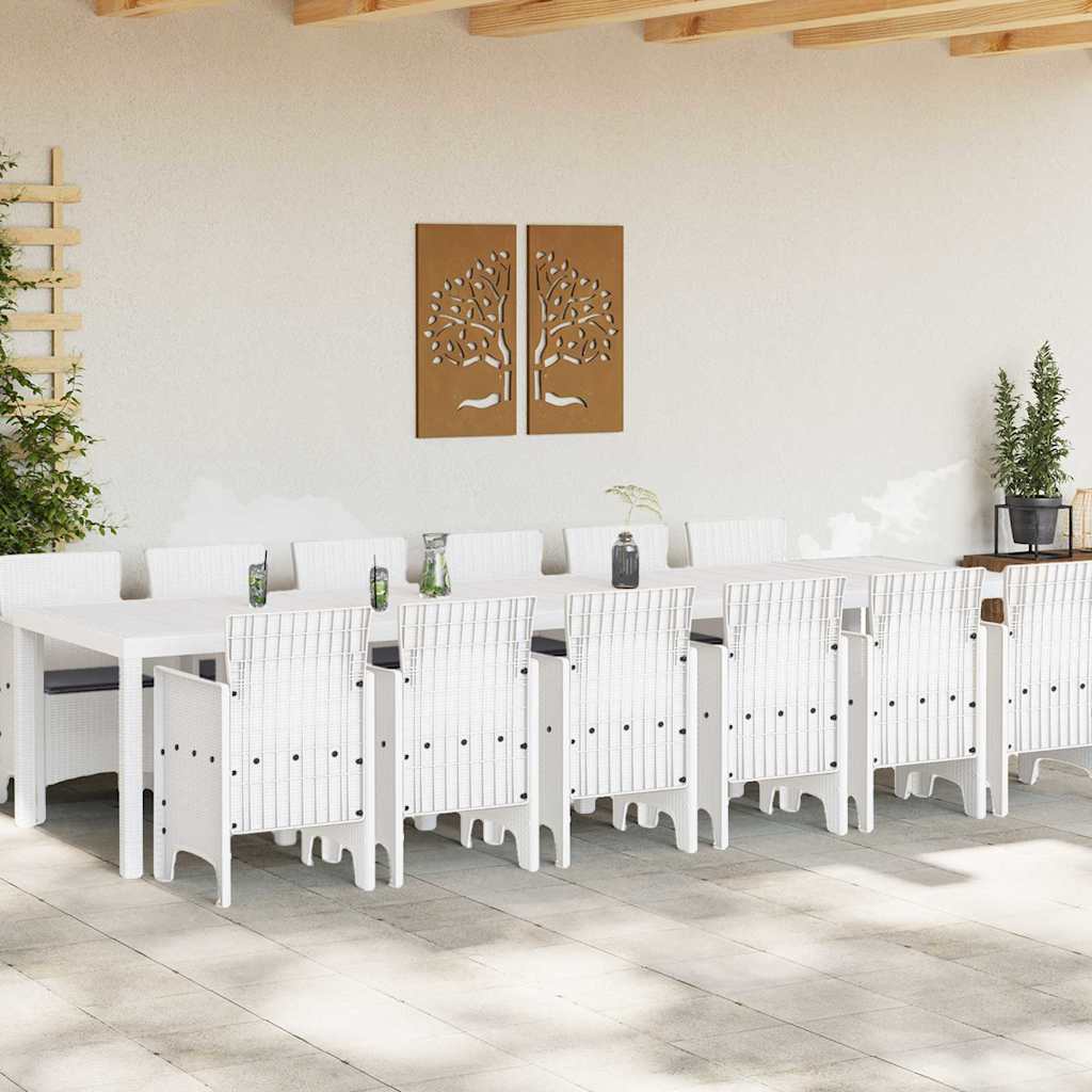 vidaXL Zestaw do jadalni w ogrodzie 13 pcs Biały Rattan Polt