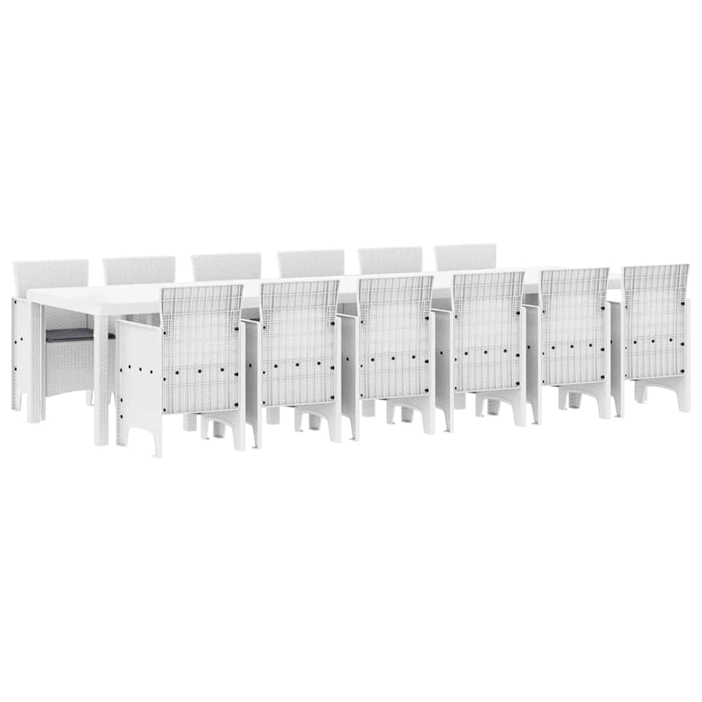vidaXL Zestaw do jadalni w ogrodzie 13 pcs Biały Rattan Polt