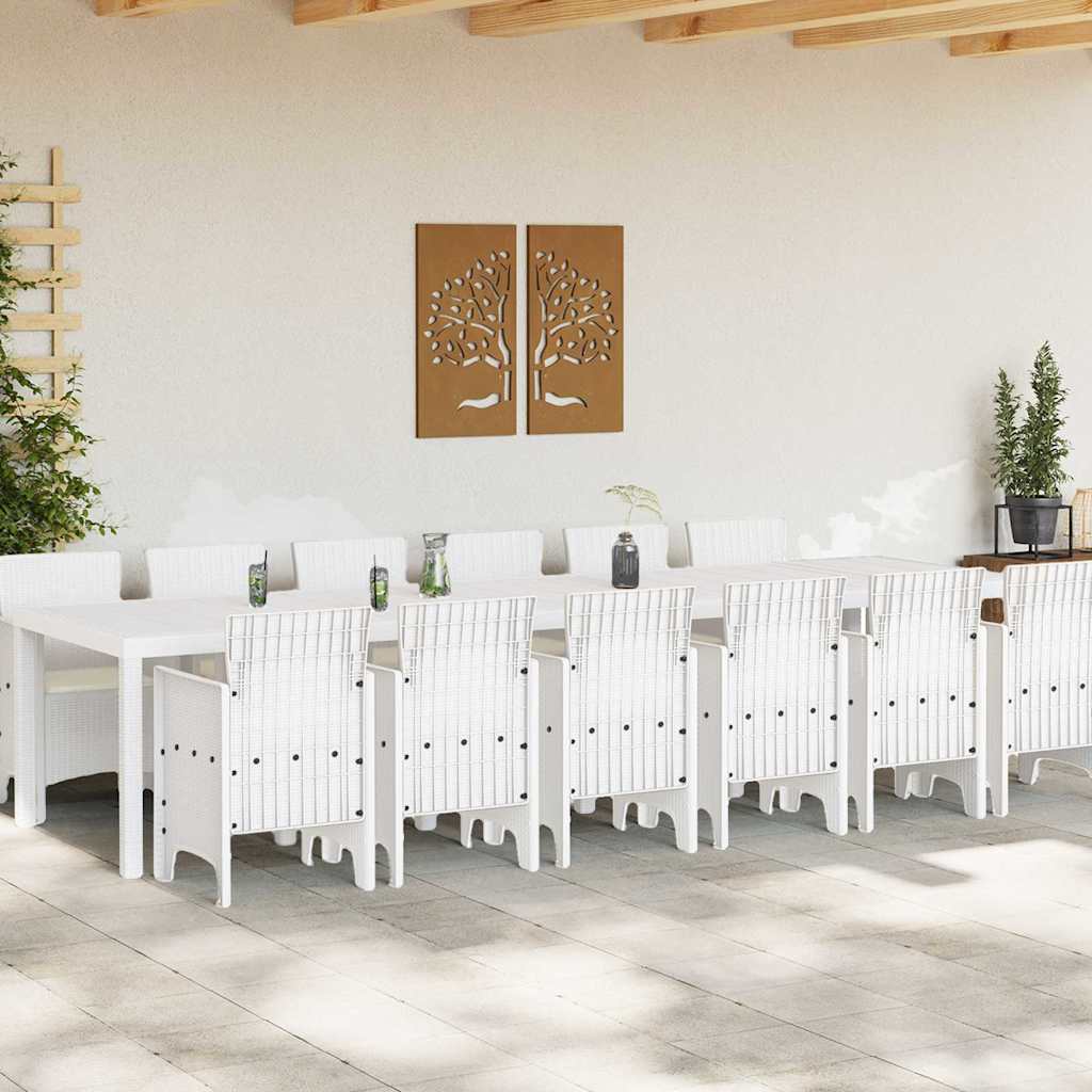 vidaXL Zestaw do jadalni w ogrodzie 13 pcs Biały Rattan Polt