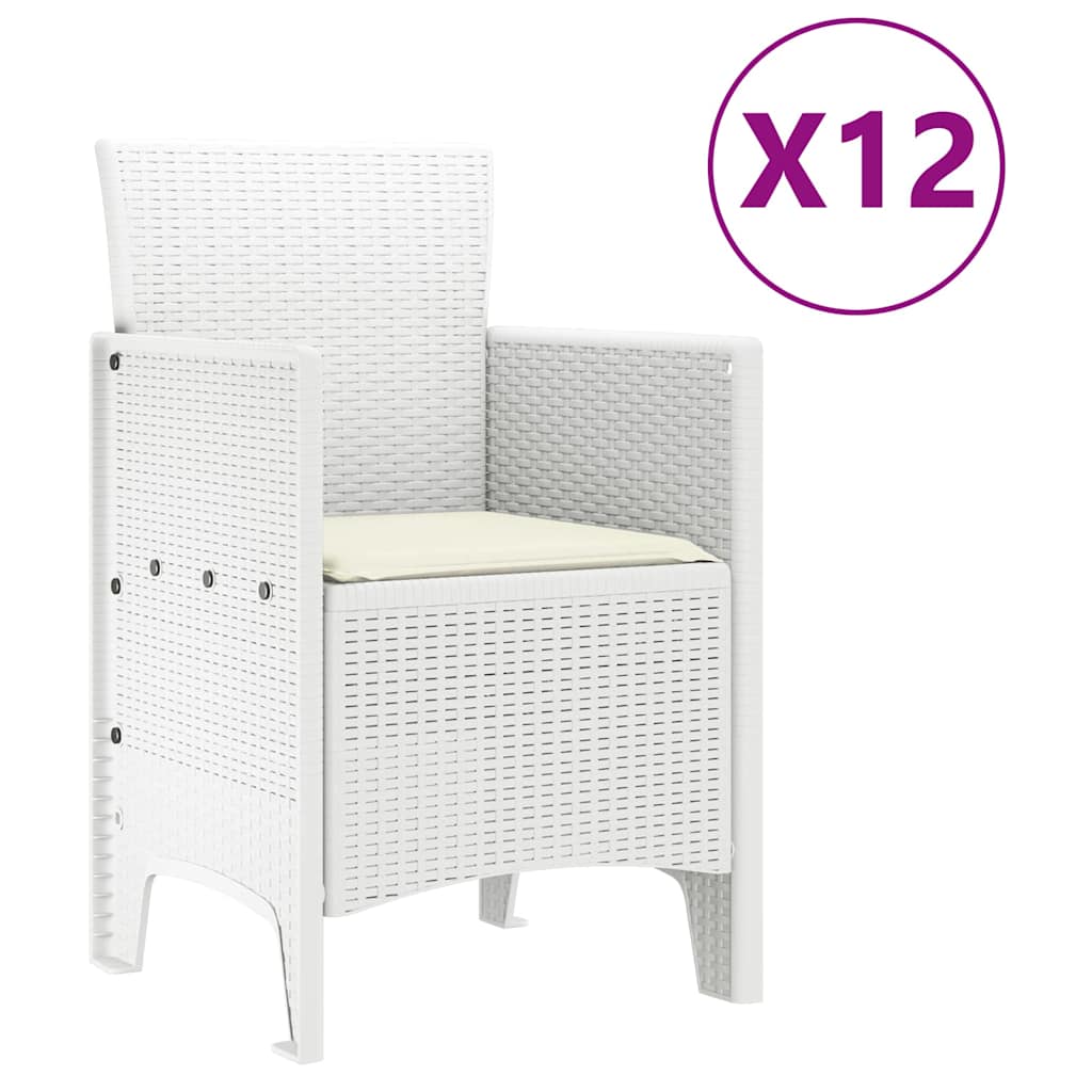 vidaXL Zestaw do jadalni w ogrodzie 13 pcs Biały Rattan Polt