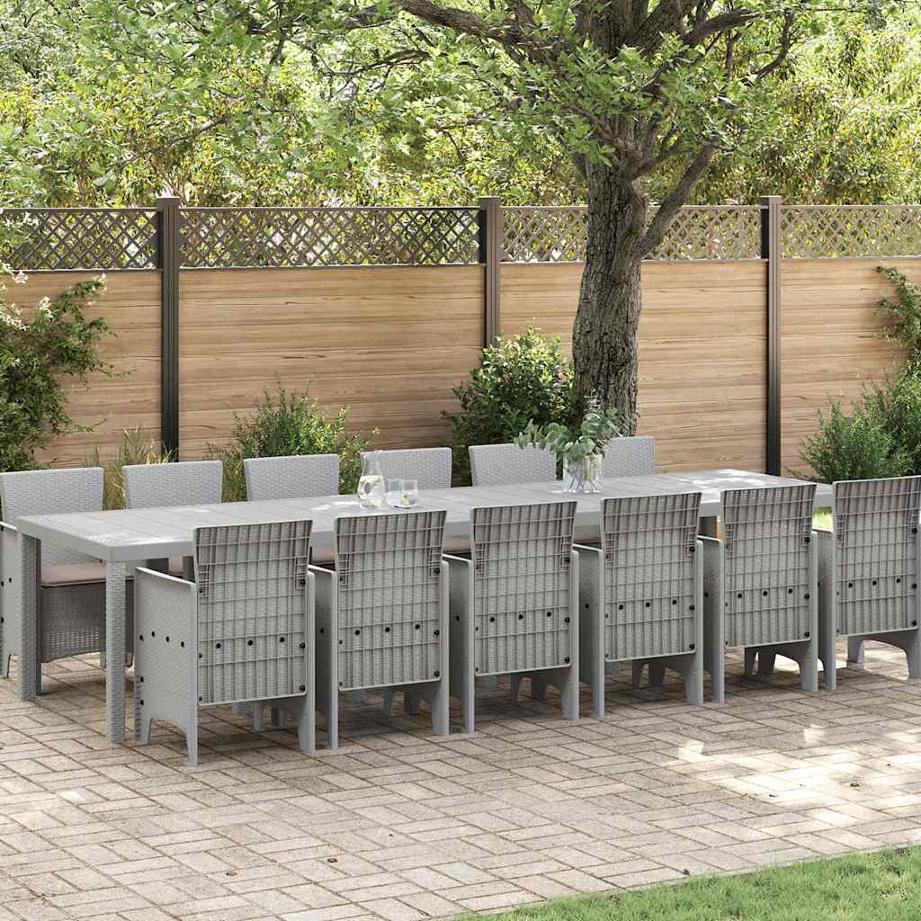 vidaXL Zestaw do jadalni w ogrodzie 13 pcs Jasnoszary Rattan Polt