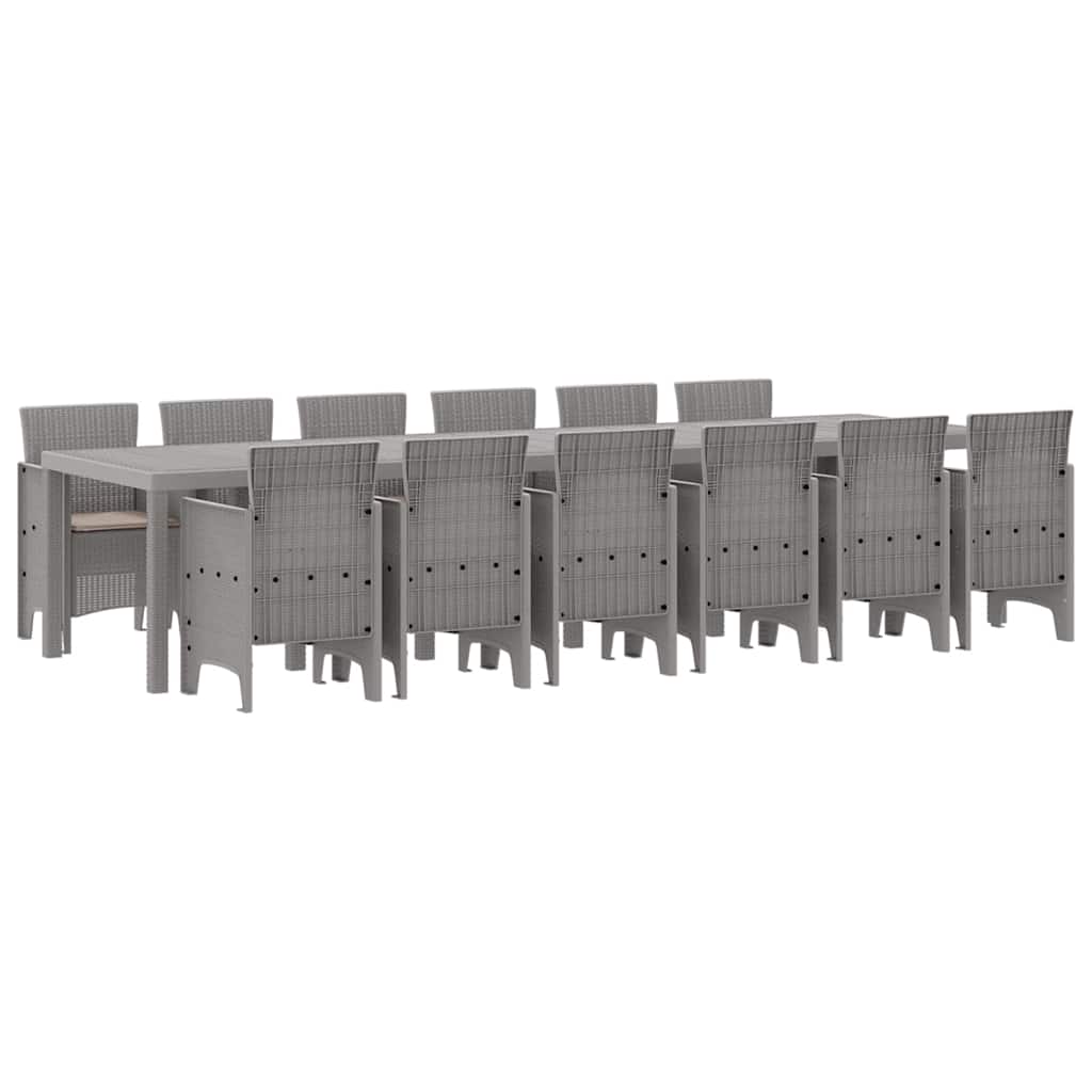 vidaXL Zestaw do jadalni w ogrodzie 13 pcs Jasnoszary Rattan Polt