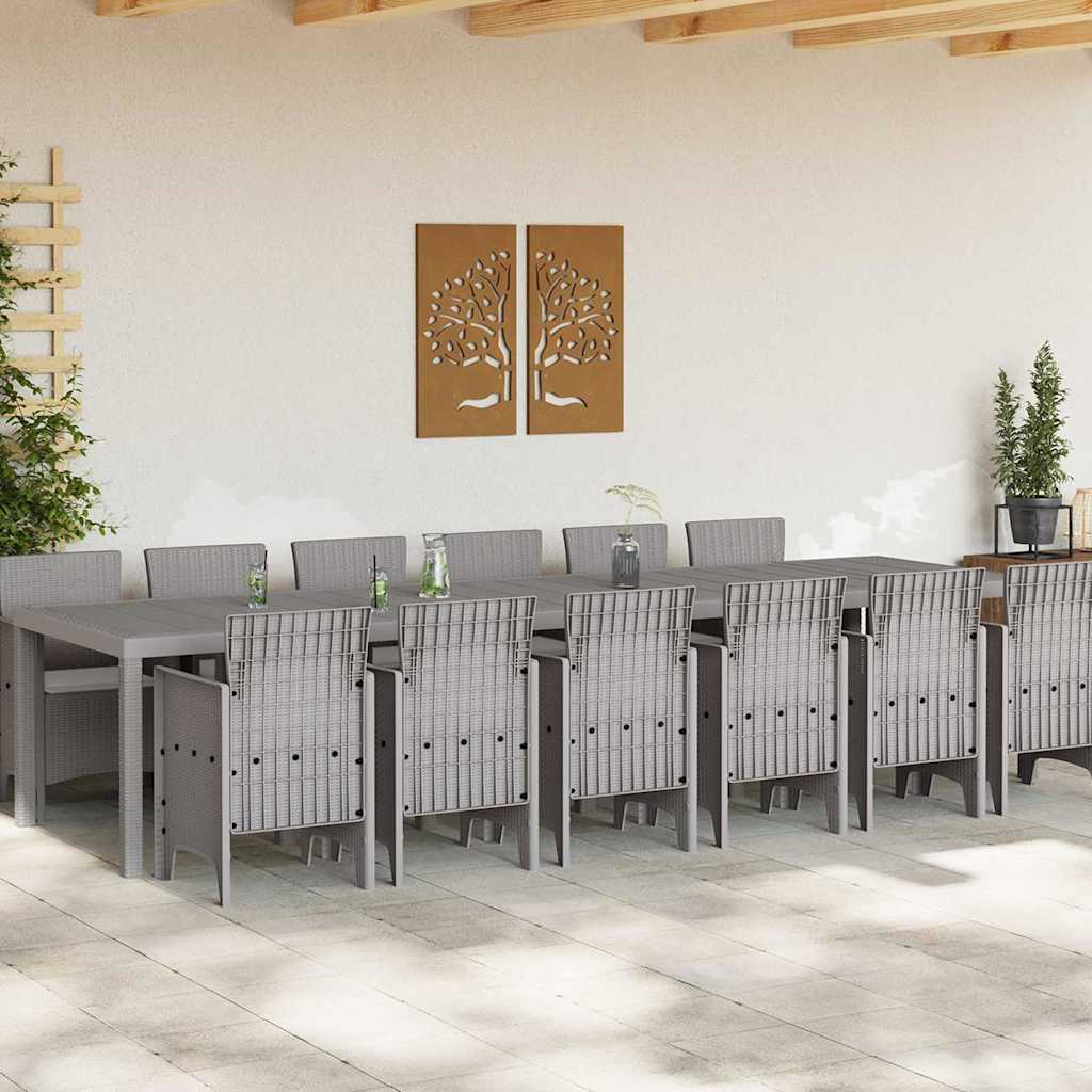 vidaXL Zestaw do jadalni w ogrodzie 13 szt. Jasnoszary Rattan Polt