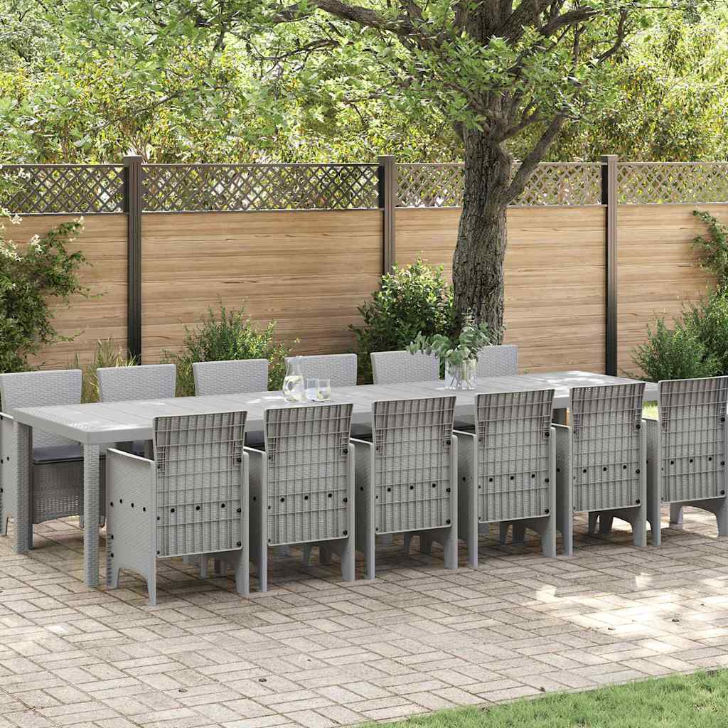 vidaXL Zestaw do jadalni w ogrodzie 13 pcs Jasnoszary Rattan Polt
