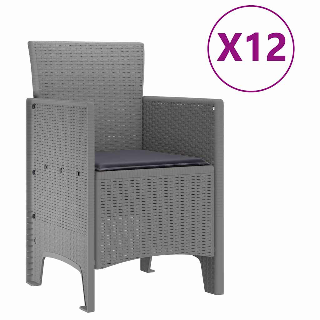 vidaXL Zestaw do jadalni w ogrodzie 13 pcs Jasnoszary Rattan Polt