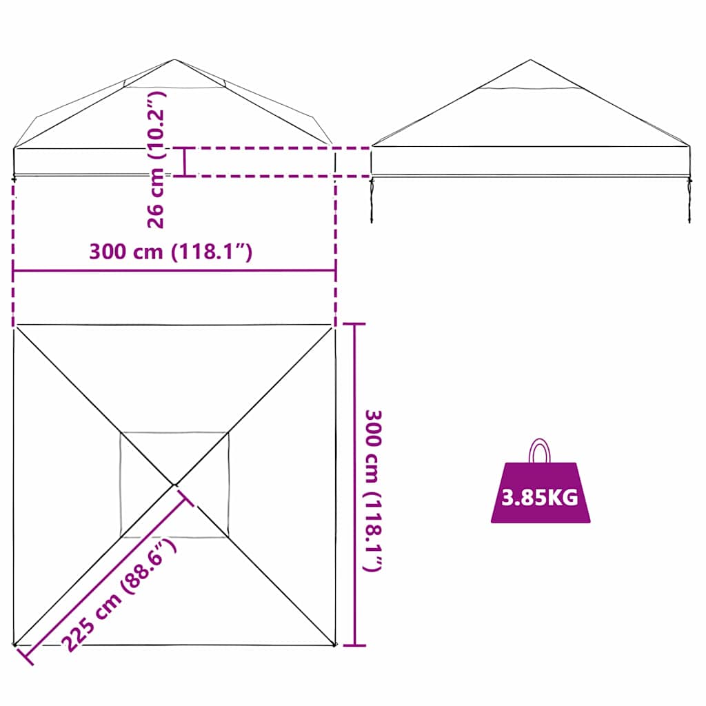 vidaXL Wymiana osłony altany 300 x 300 x 26 cm przezroczysty PVC