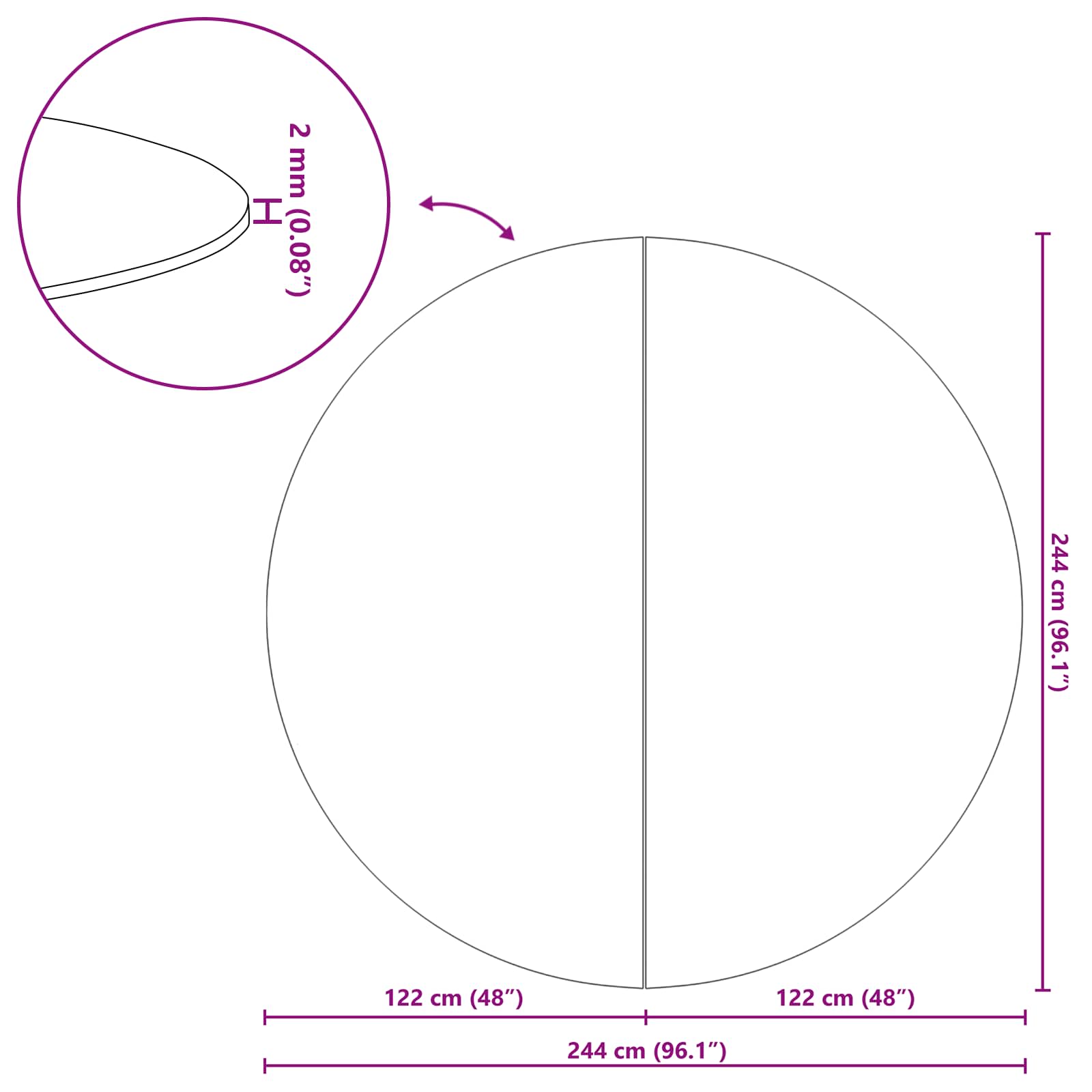 vidaXL Podkładka pod Basen Czarny Ø 244 cm Tkanina Niewłóknista