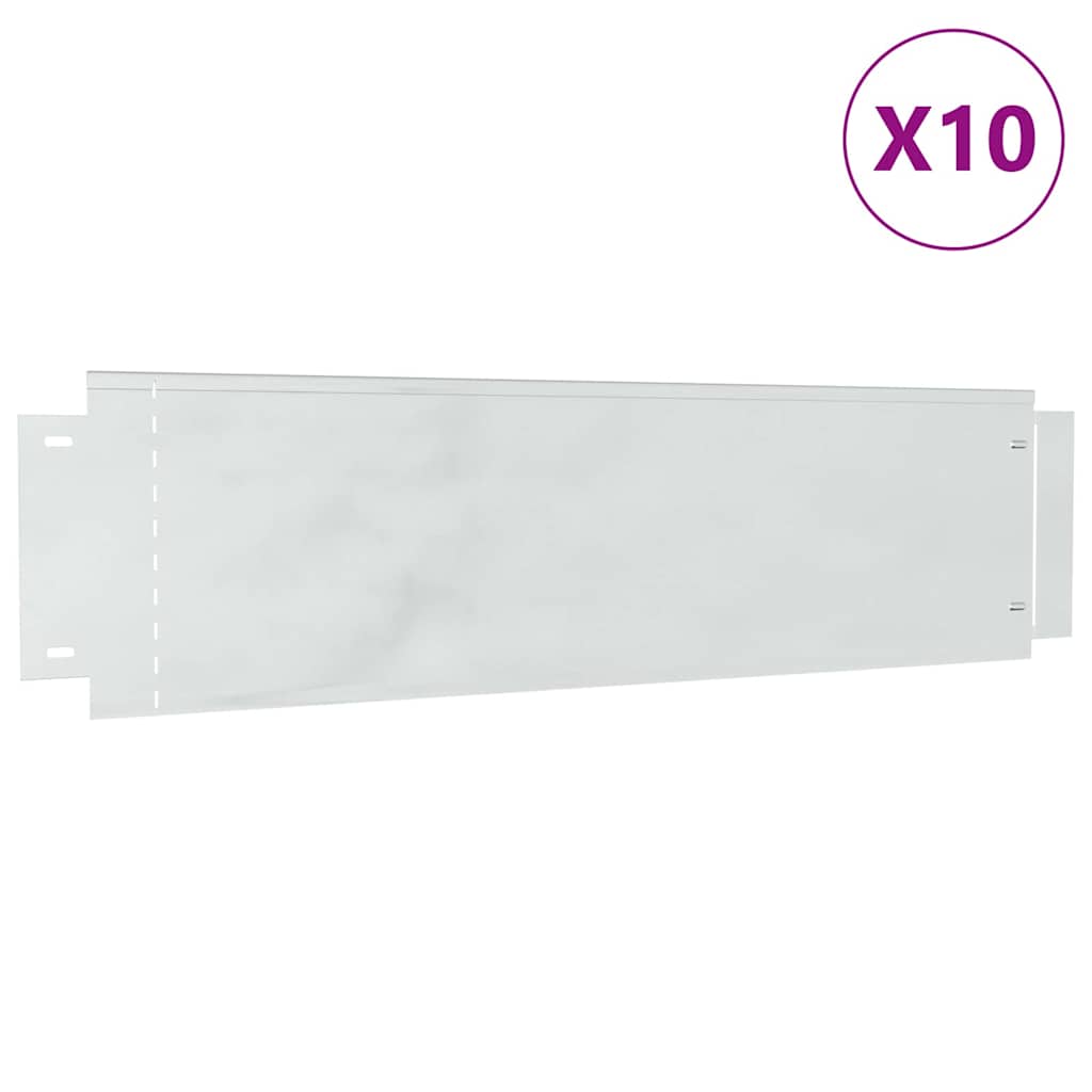 vidaXL Obrzeża trawnikowe 10 pcs Srebrny 100 x 25 x 0,07 cm