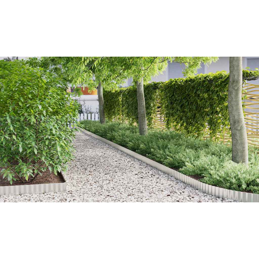 vidaxl Krawędź Trawnikowa Srebrny 1000 x 15 x 0.03 cm Stal ocynkowana