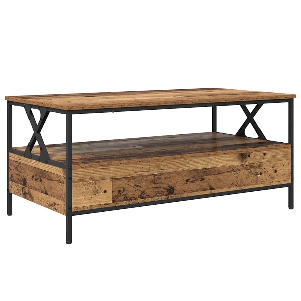 vidaXL Stolik kawowy with Drawer Stare drewno 100 x 51 x 45 cm