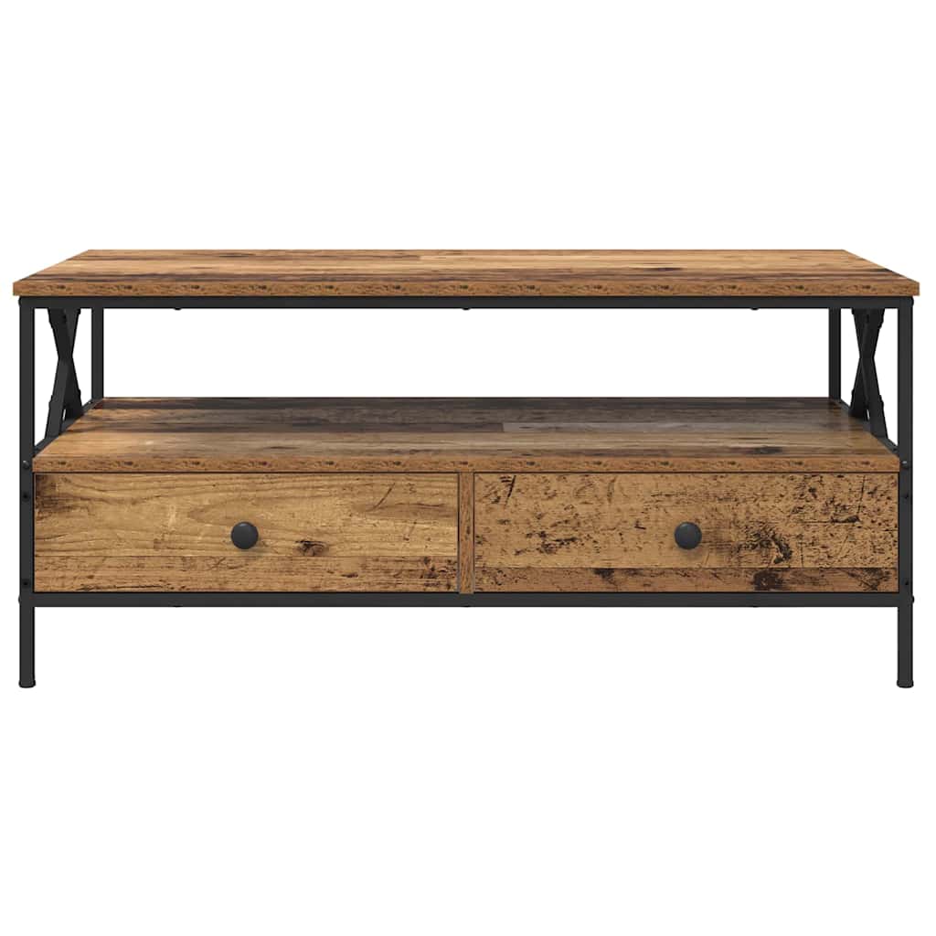 vidaXL Stolik kawowy with Drawer Stare drewno 100 x 51 x 45 cm
