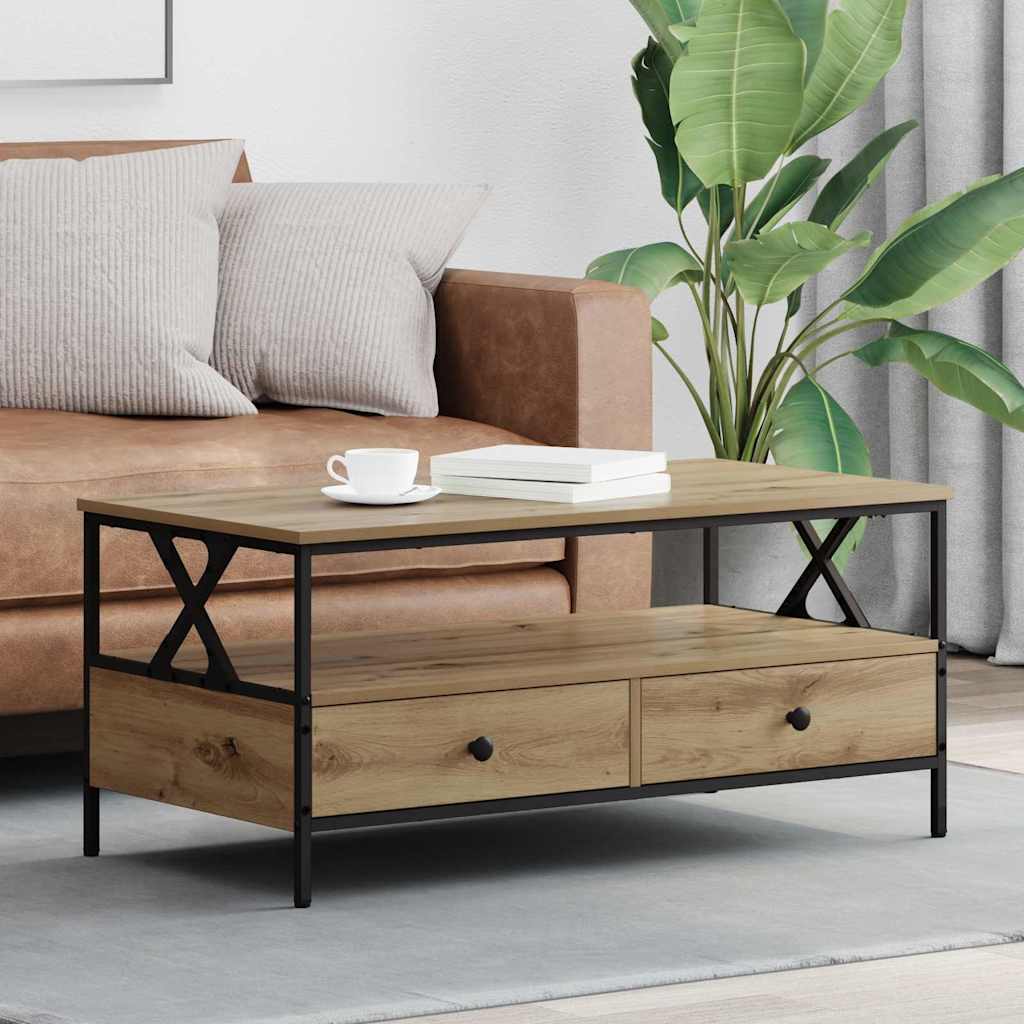 vidaXL Stolik kawowy with Drawer dąb artisan 100 x 51 x 45 cm