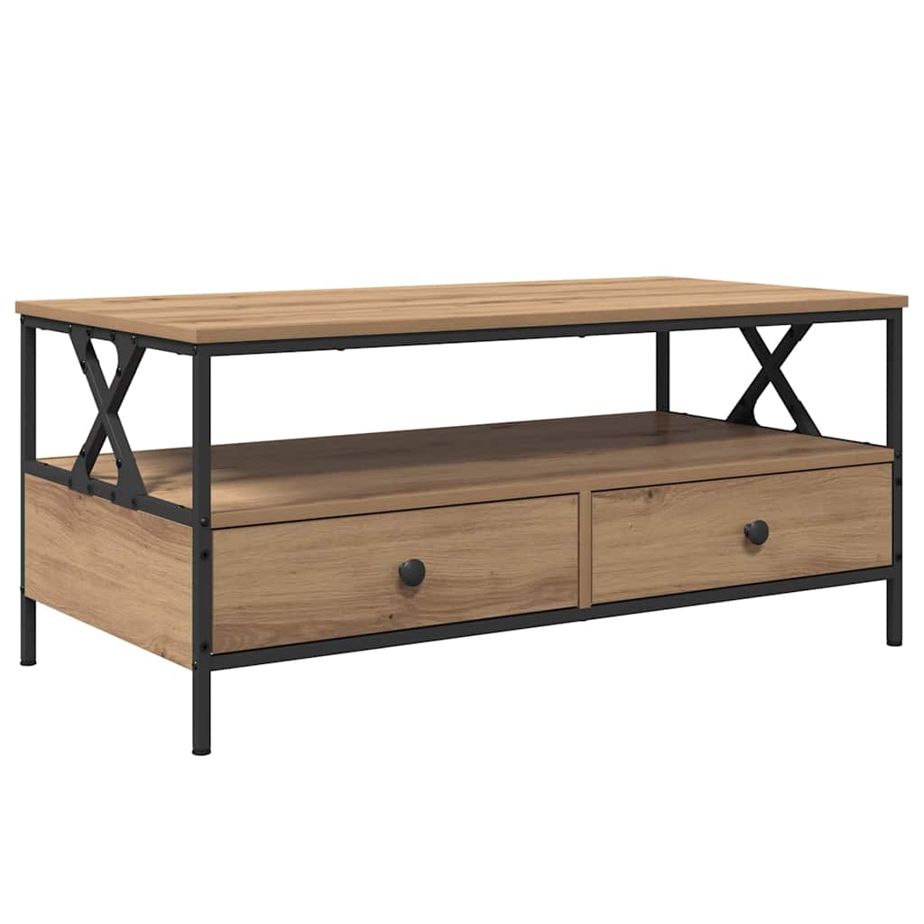 vidaXL Stolik kawowy with Drawer dąb artisan 100 x 51 x 45 cm