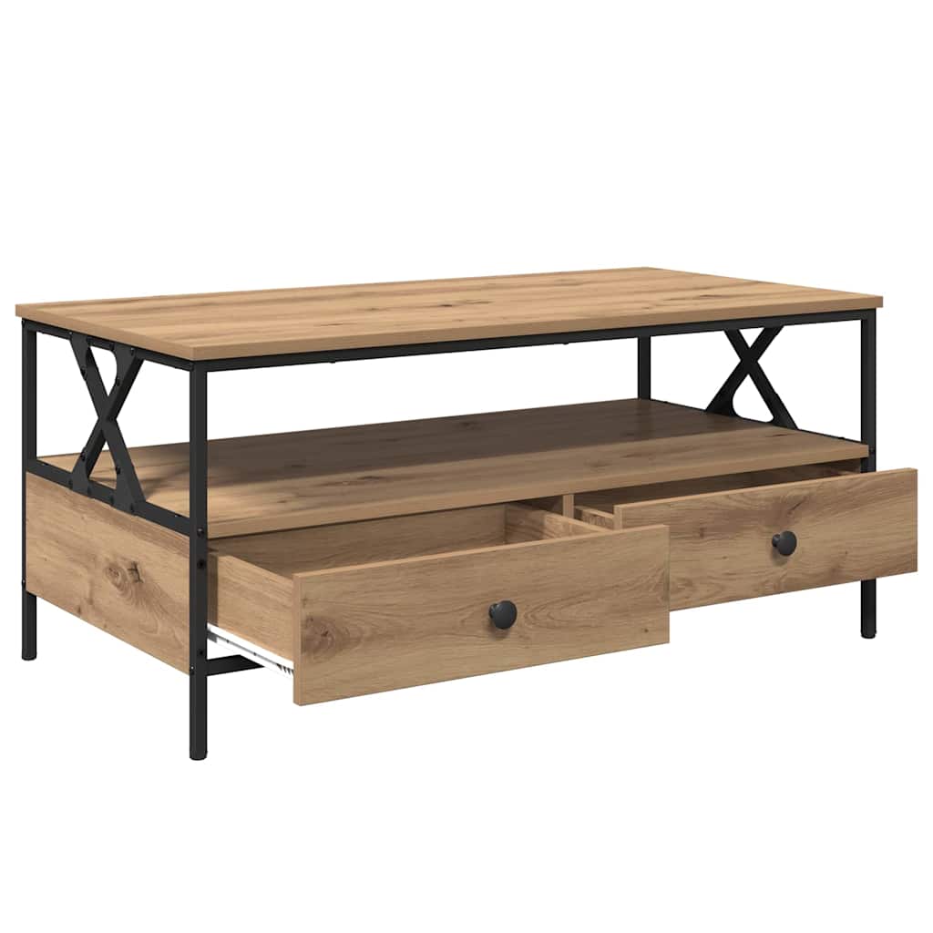 vidaXL Stolik kawowy with Drawer dąb artisan 100 x 51 x 45 cm