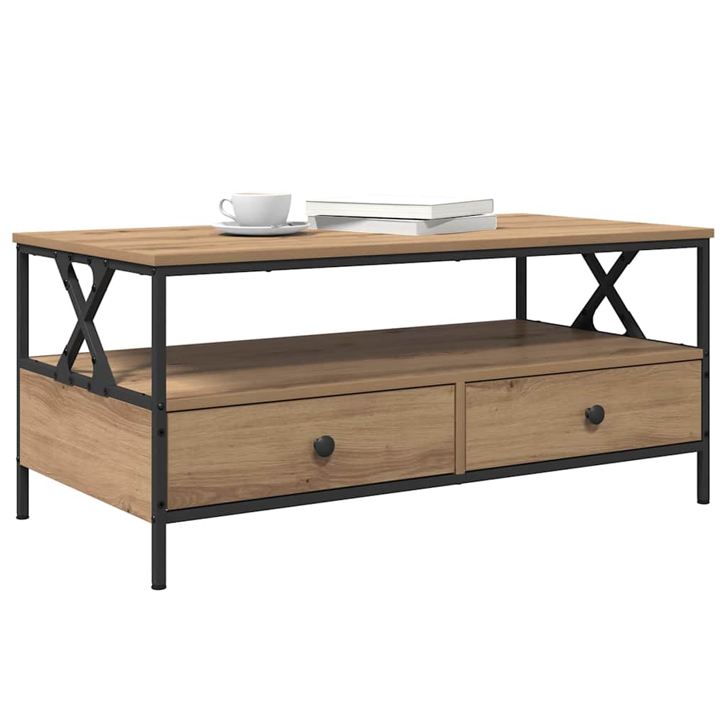 vidaXL Stolik kawowy with Drawer dąb artisan 100 x 51 x 45 cm