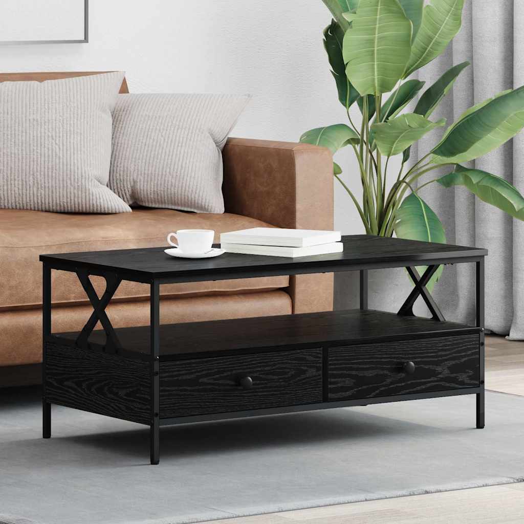 vidaXL Stolik kawowy with Drawer Czarny dąb 100 x 51 x 45 cm