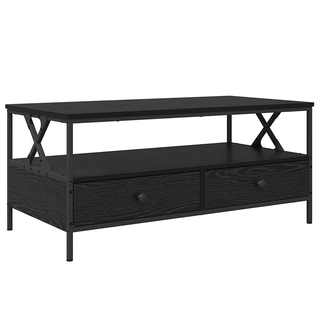 vidaXL Stolik kawowy with Drawer Czarny dąb 100 x 51 x 45 cm