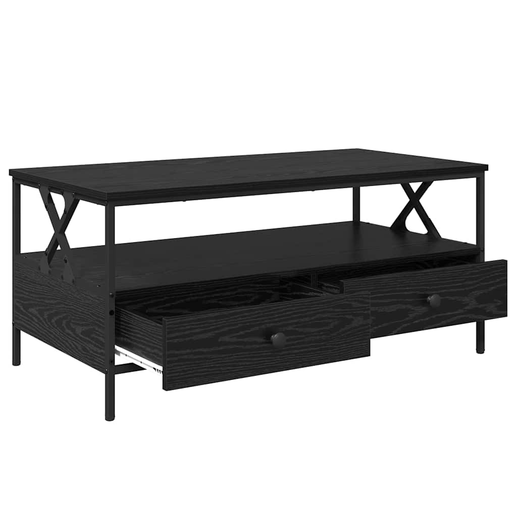 vidaXL Stolik kawowy with Drawer Czarny dąb 100 x 51 x 45 cm