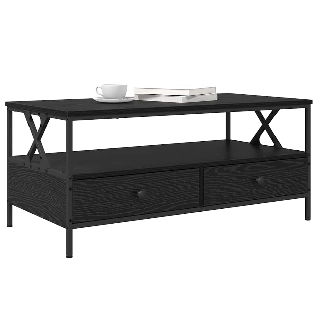 vidaXL Stolik kawowy with Drawer Czarny dąb 100 x 51 x 45 cm