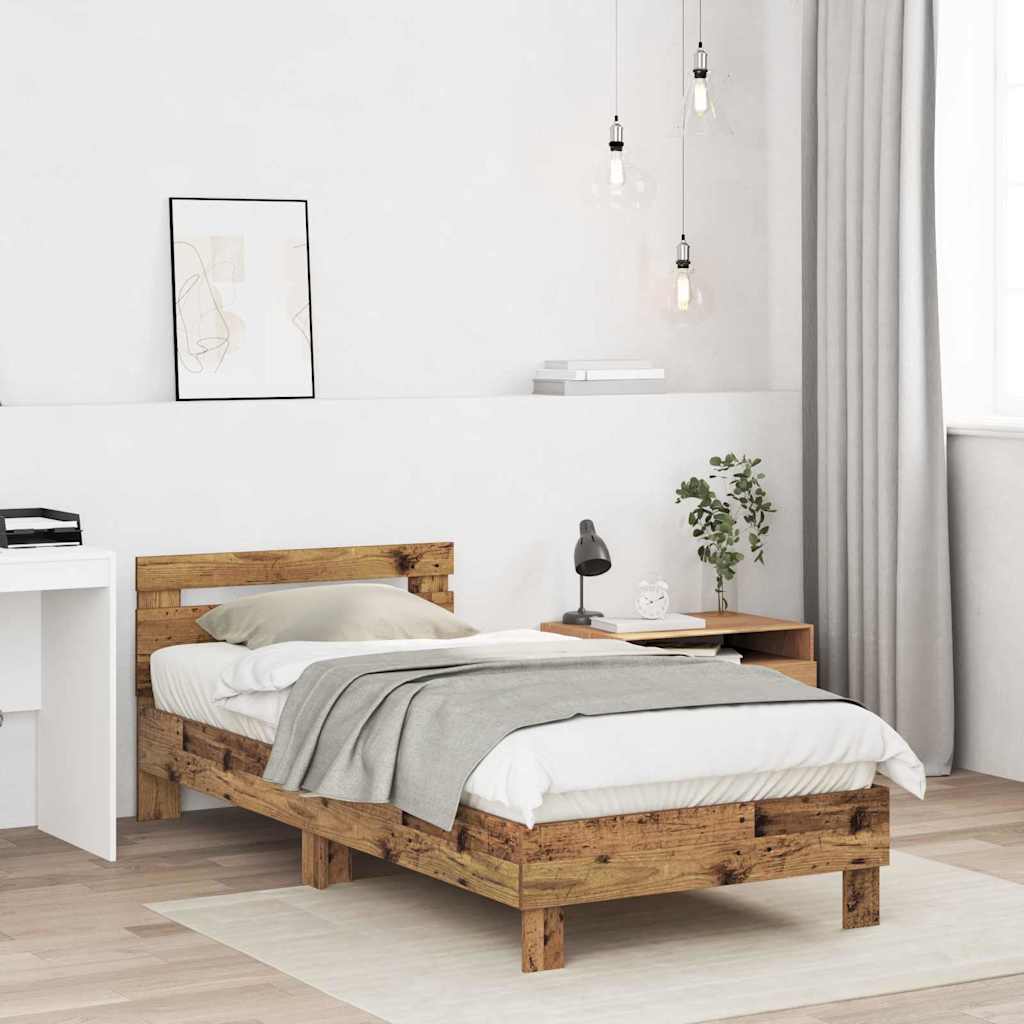 vidaXL Ramka łóżka Stare drewno 203 x 95 x 70 cm