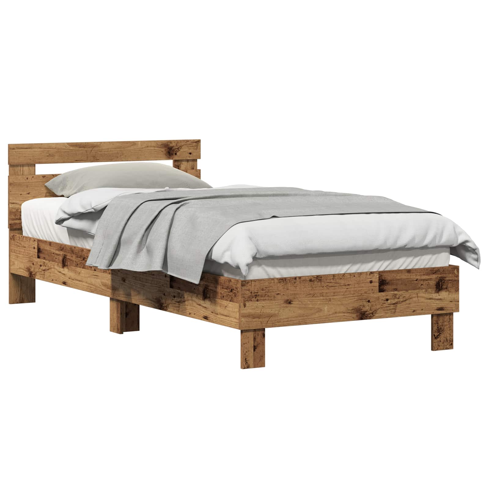 vidaXL Ramka łóżka Stare drewno 203 x 95 x 70 cm