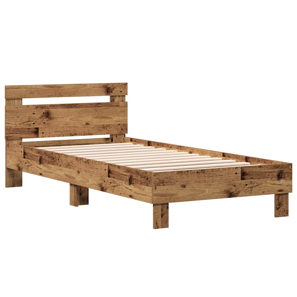 vidaXL Ramka łóżka Stare drewno 203 x 95 x 70 cm