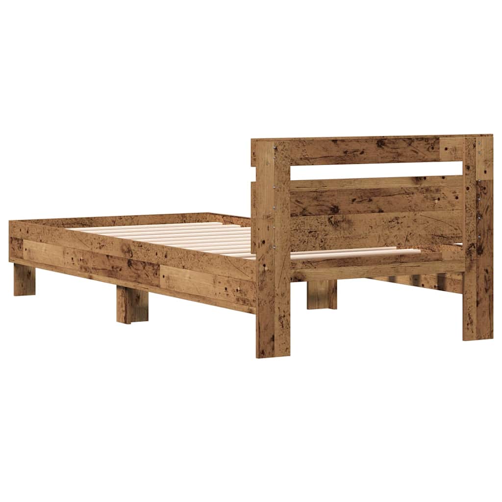 vidaXL Ramka łóżka Stare drewno 203 x 95 x 70 cm