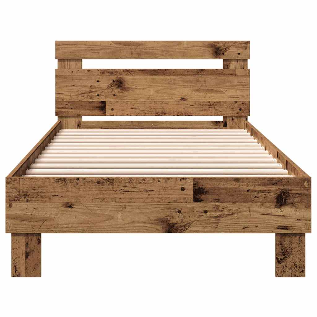 vidaXL Ramka łóżka Stare drewno 203 x 95 x 70 cm