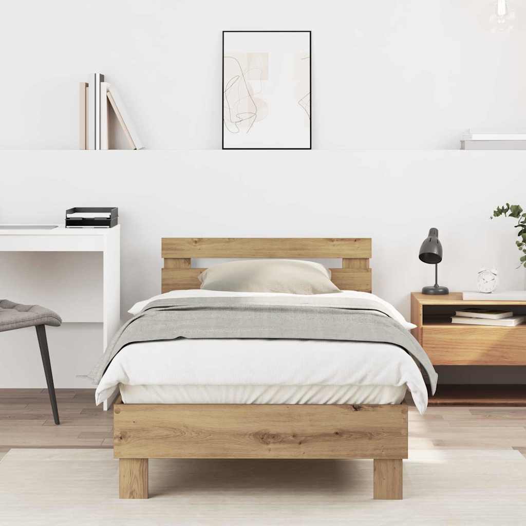 vidaXL Ramka łóżka Dąb rzemieślniczy 203 x 95 x 70 cm