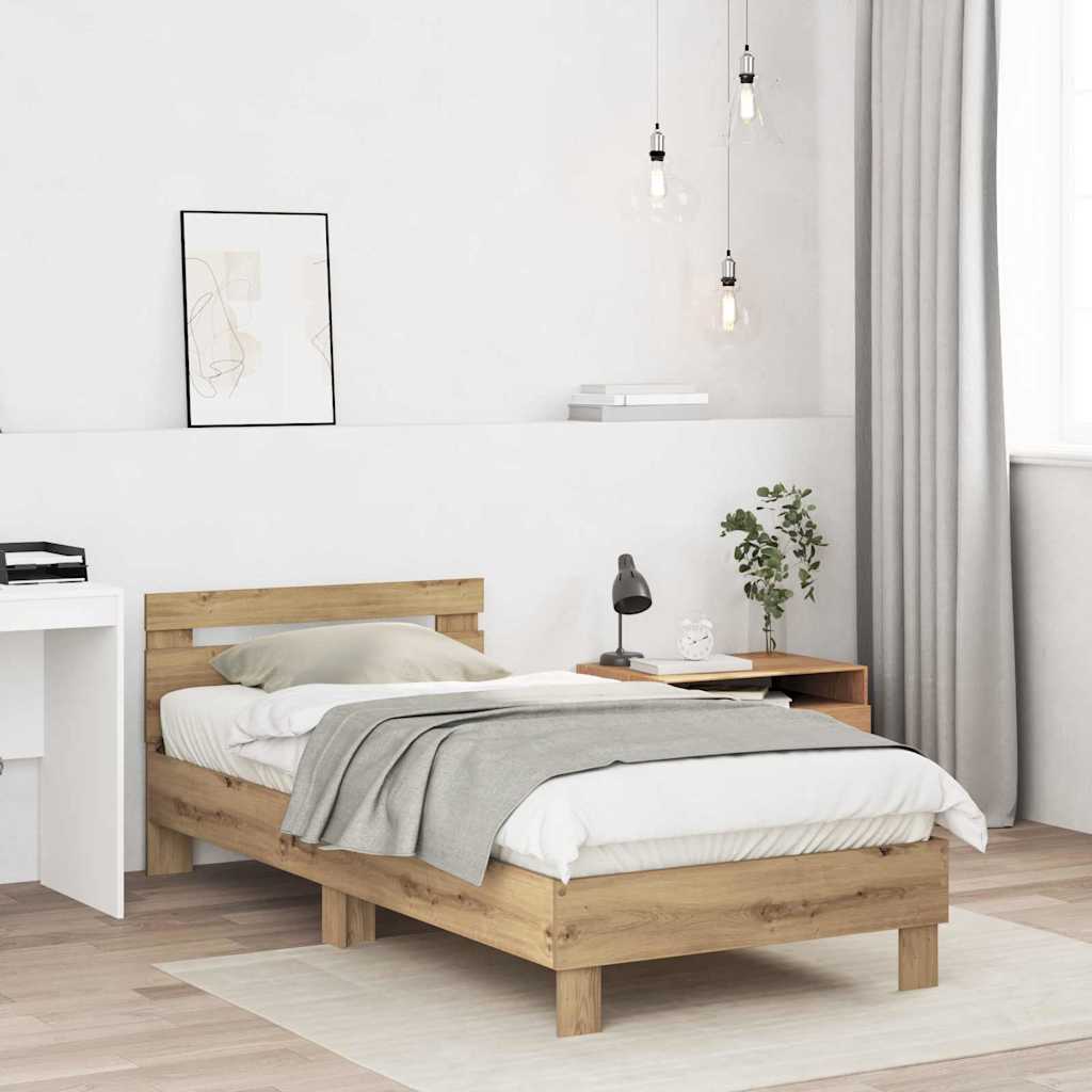 vidaXL Ramka łóżka Dąb rzemieślniczy 203 x 95 x 70 cm