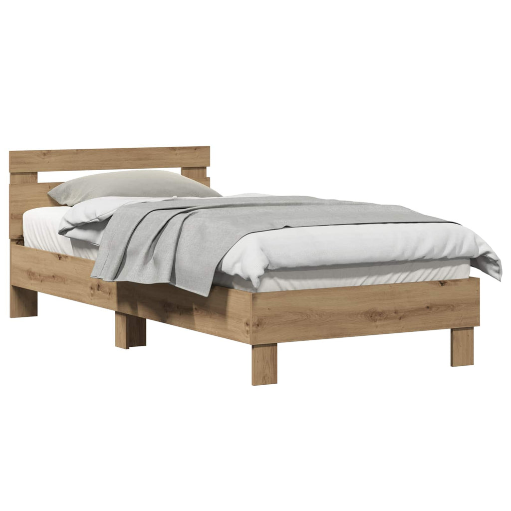 vidaXL Ramka łóżka Dąb rzemieślniczy 203 x 95 x 70 cm