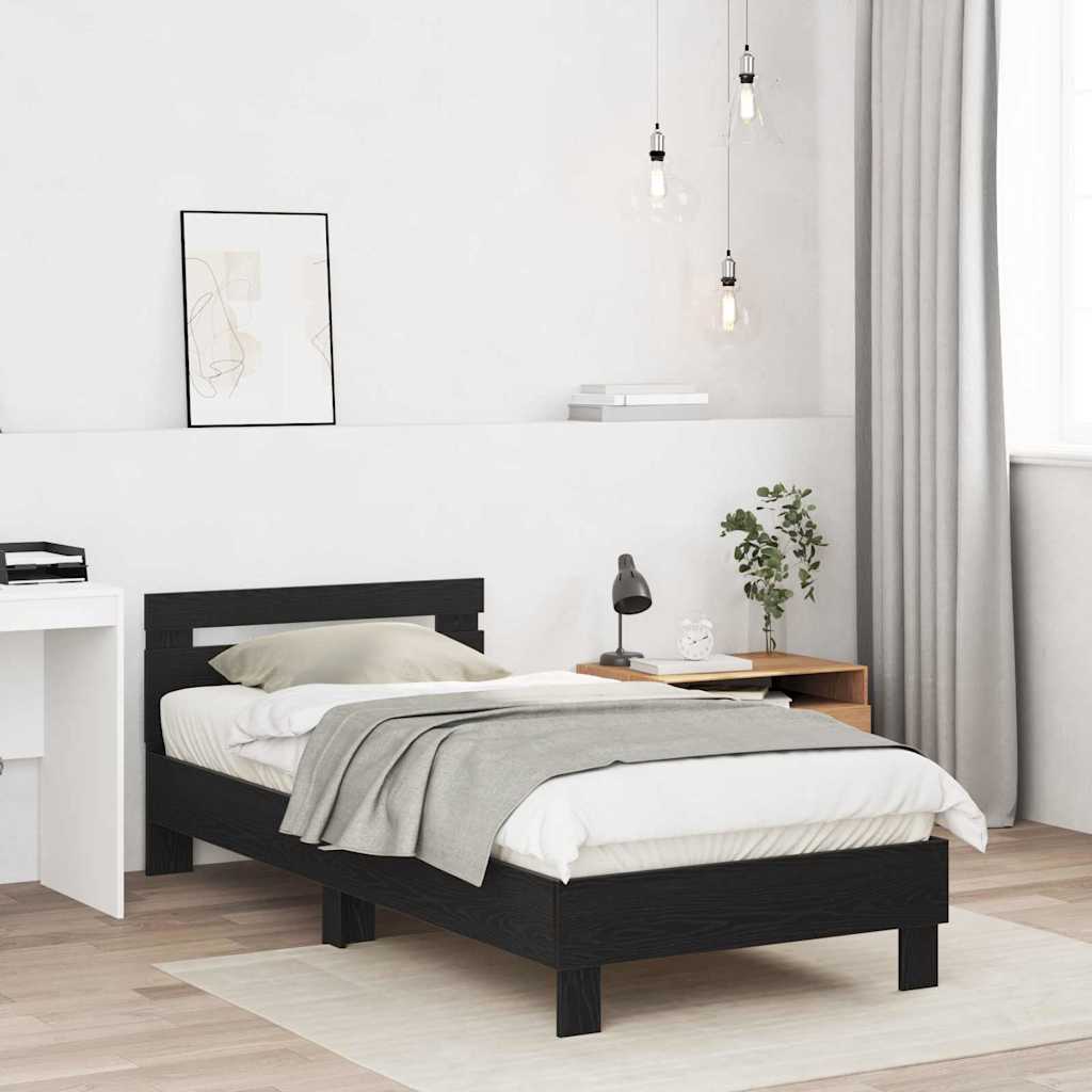 vidaXL Ramka łóżka Czarny Dąb 203 x 95 x 70 cm Materiał drewnopochodny