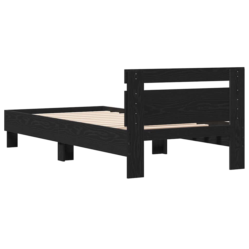 vidaXL Ramka łóżka Czarny Dąb 203 x 95 x 70 cm Materiał drewnopochodny