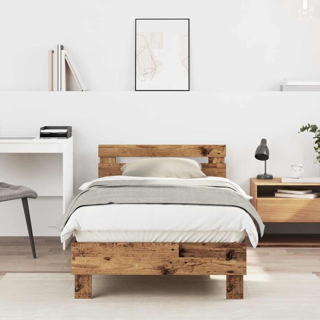 vidaXL Ramka łóżka Stare drewno 193 x 95 x 88 cm