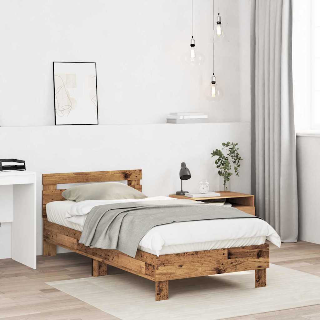 vidaXL Ramka łóżka Stare drewno 193 x 95 x 88 cm