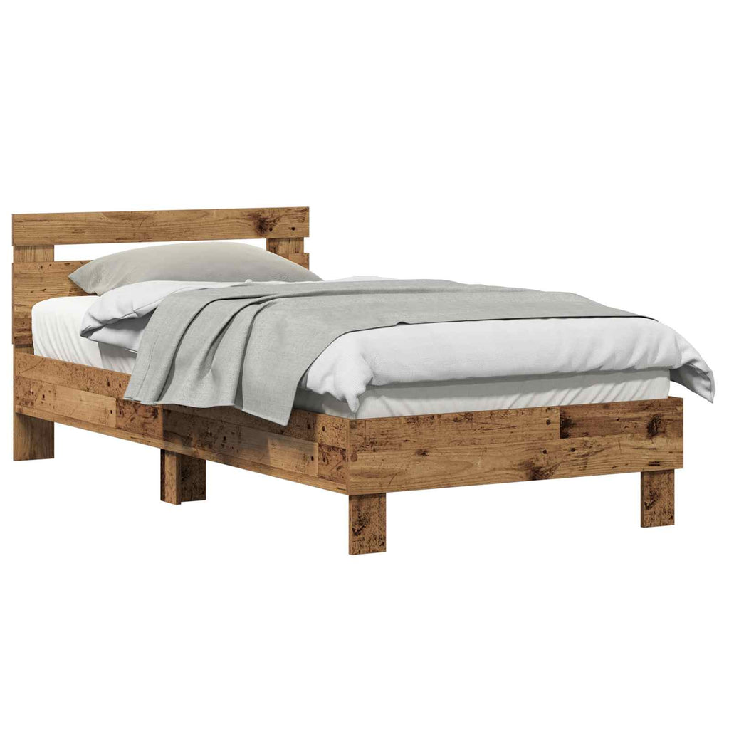 vidaXL Ramka łóżka Stare drewno 193 x 95 x 88 cm