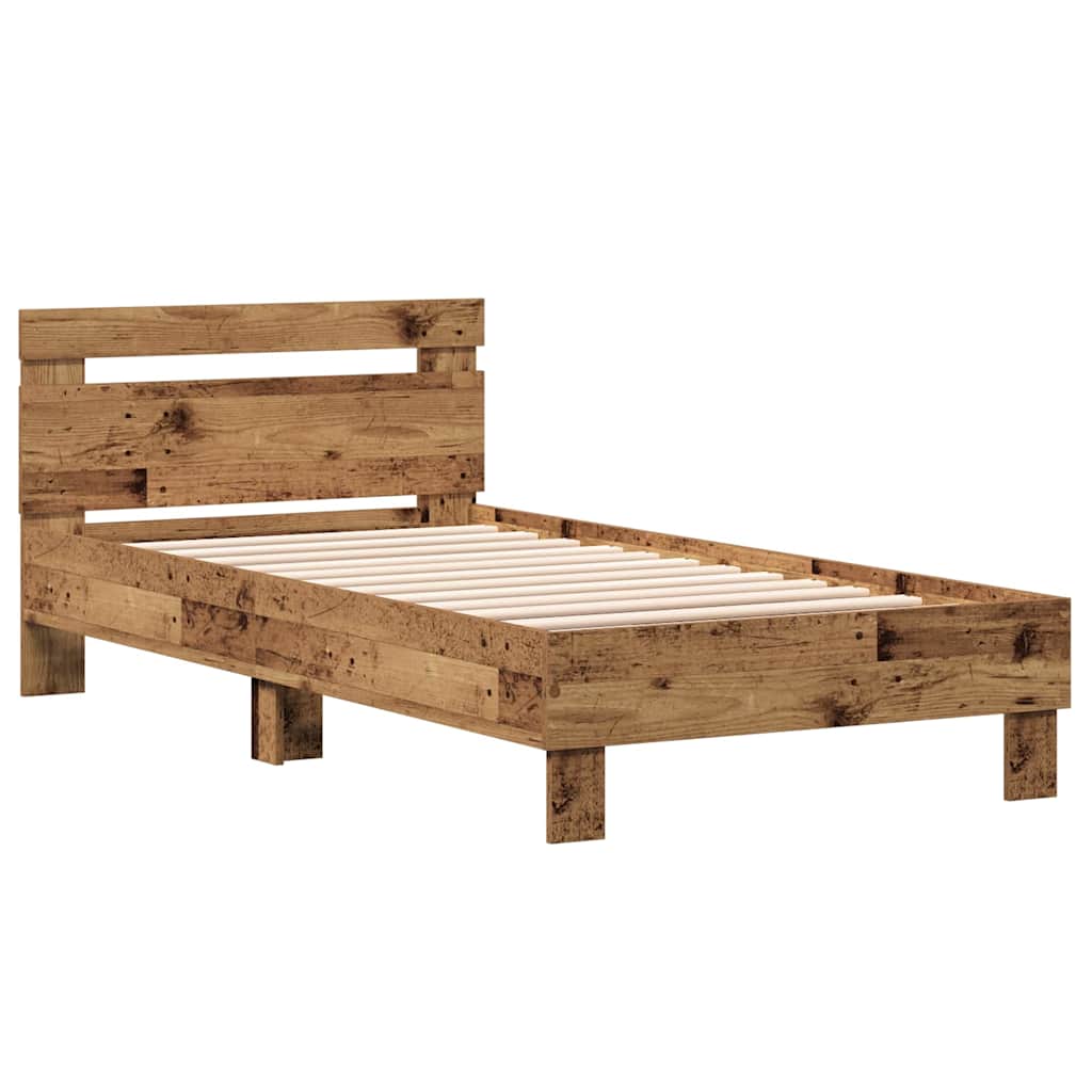 vidaXL Ramka łóżka Stare drewno 193 x 95 x 88 cm