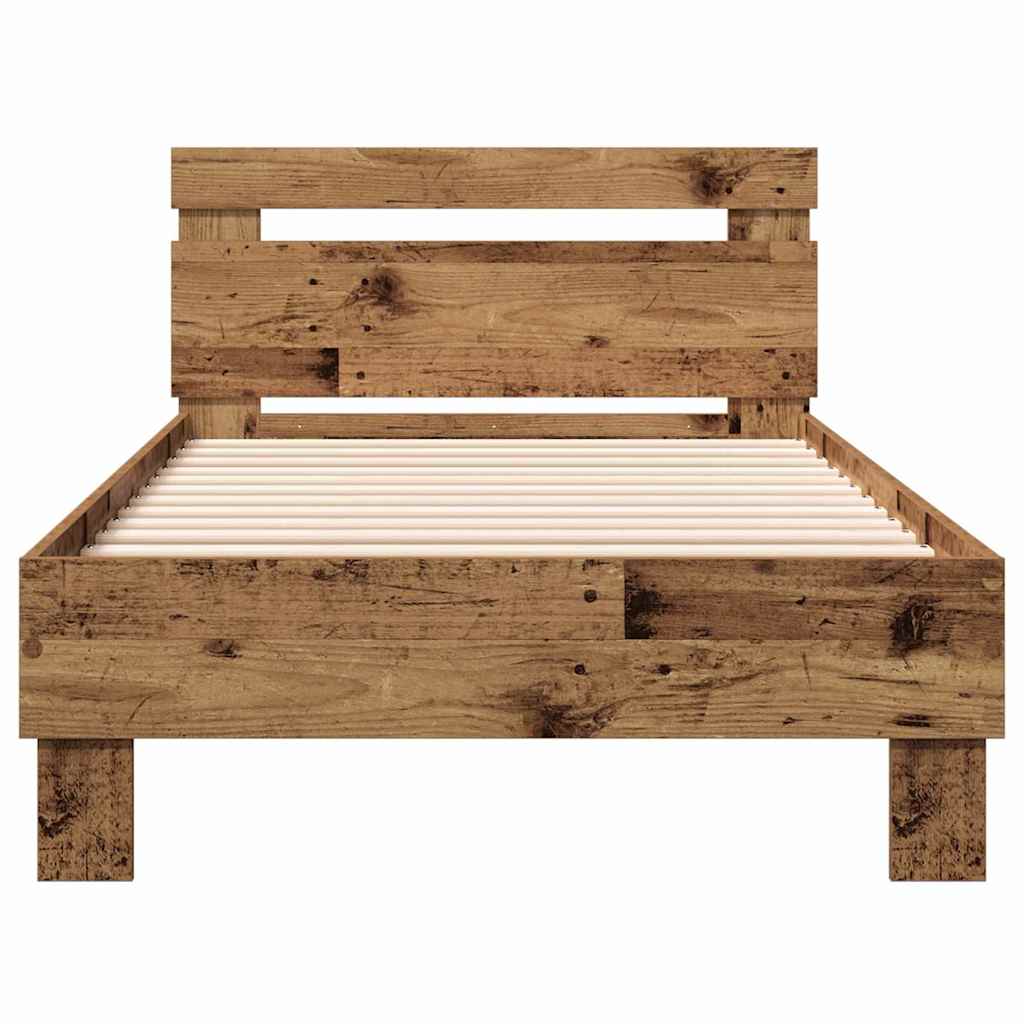 vidaXL Ramka łóżka Stare drewno 193 x 95 x 88 cm