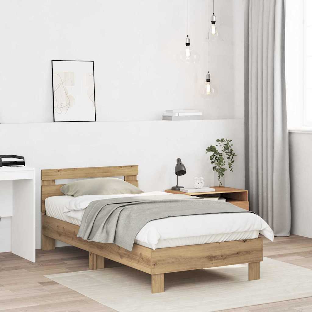 vidaXL Ramka łóżka Dąb rzemieślniczy 193 x 95 x 88 cm