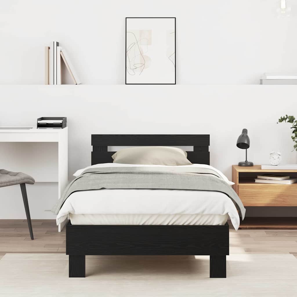 vidaXL Ramka łóżka Czarny Dąb 193 x 95 x 88 cm Materiał drewnopochodny