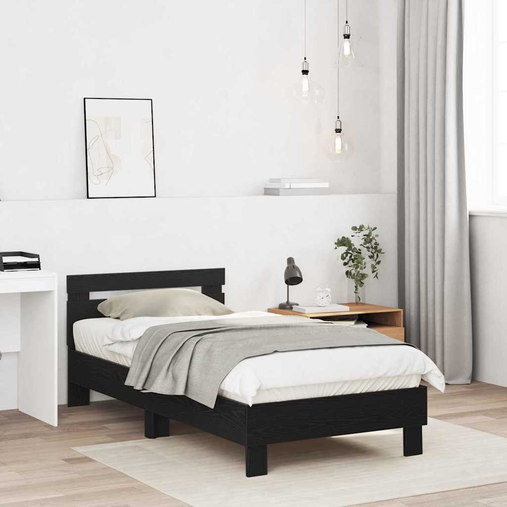 vidaXL Ramka łóżka Czarny Dąb 193 x 95 x 88 cm Materiał drewnopochodny
