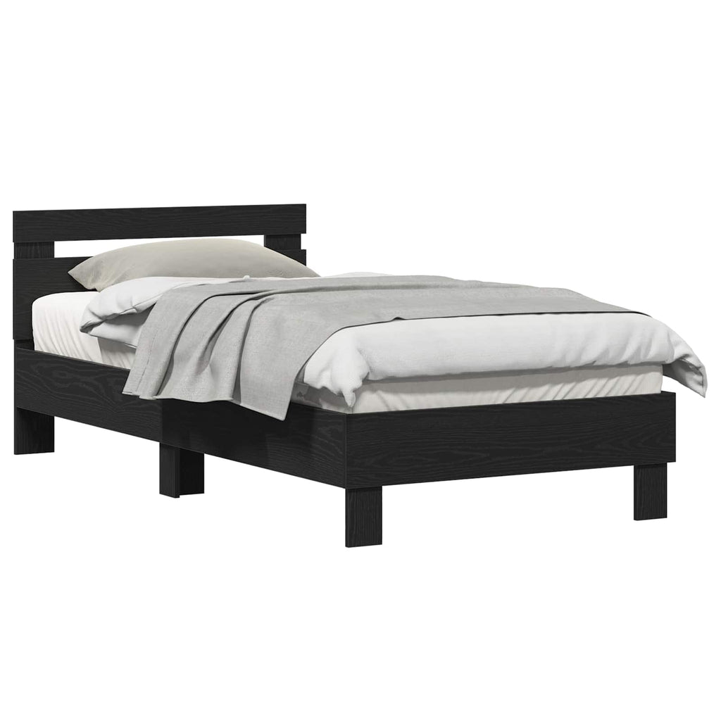vidaXL Ramka łóżka Czarny Dąb 193 x 95 x 88 cm Materiał drewnopochodny