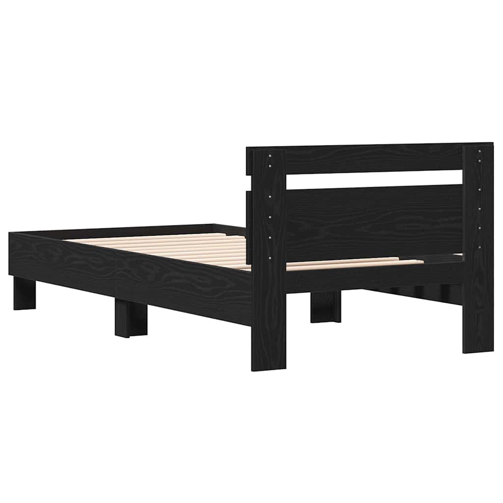 vidaXL Ramka łóżka Czarny Dąb 193 x 95 x 88 cm Materiał drewnopochodny