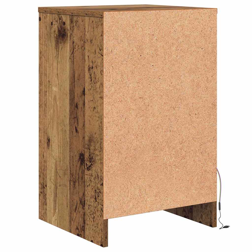 vidaXL LED Stolik nocny z szufladą Stare drewno 38 x 34 x 61 cm