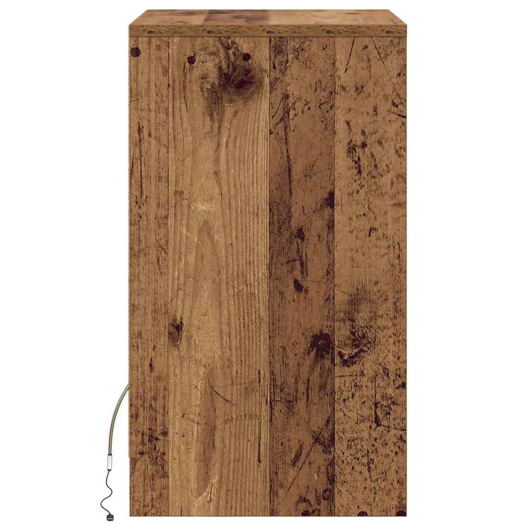 vidaXL LED Stolik nocny z szufladą 2 pcs Stare drewno 38 x 34 x 61 cm