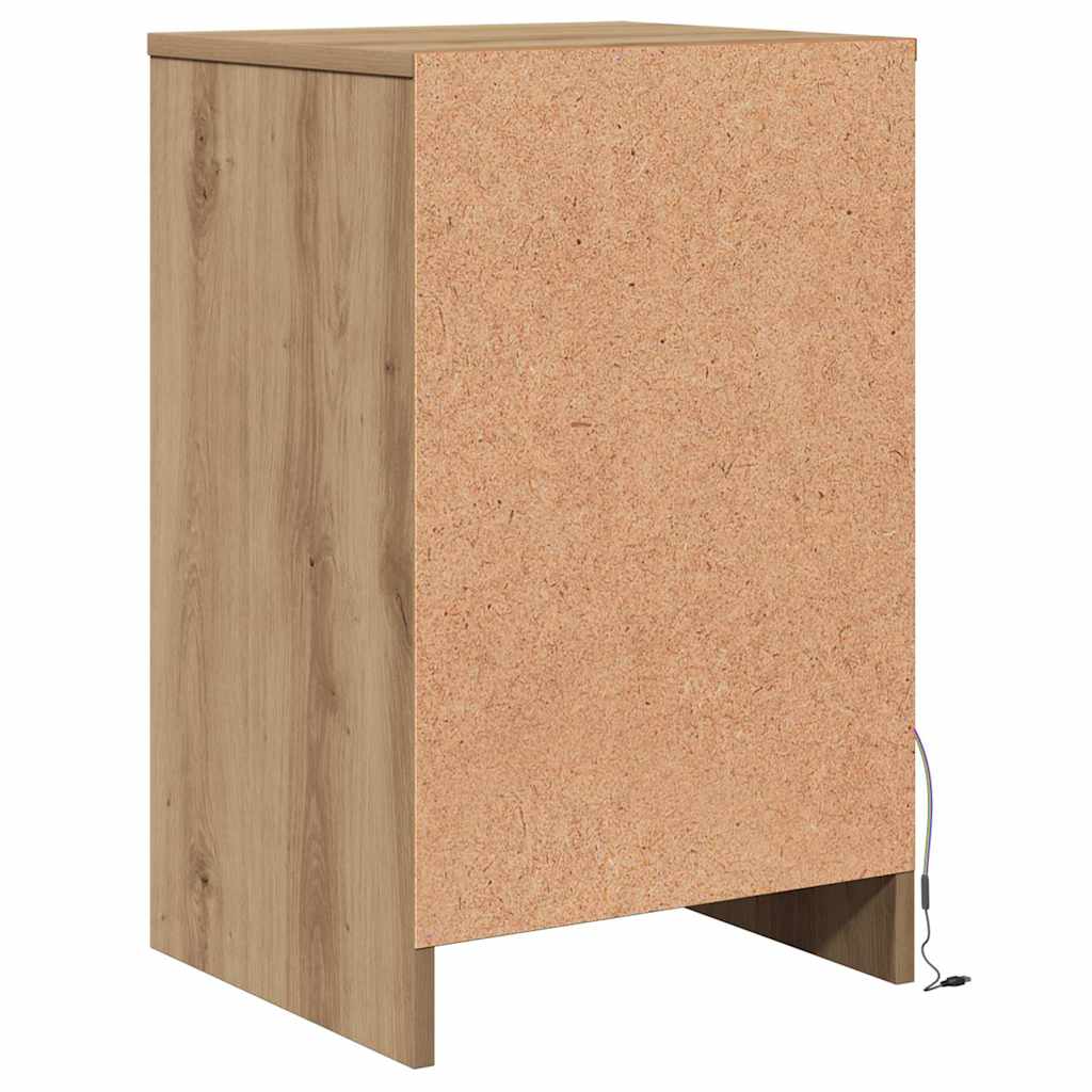 vidaXL LED Stolik nocny z szufladą dąb artisan 38 x 34 x 61 cm