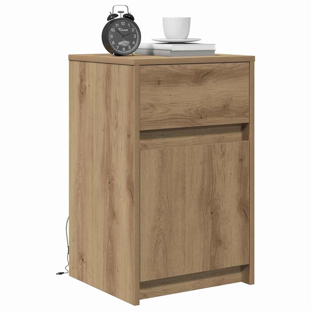 vidaXL LED Stolik nocny z szufladą dąb artisan 38 x 34 x 61 cm