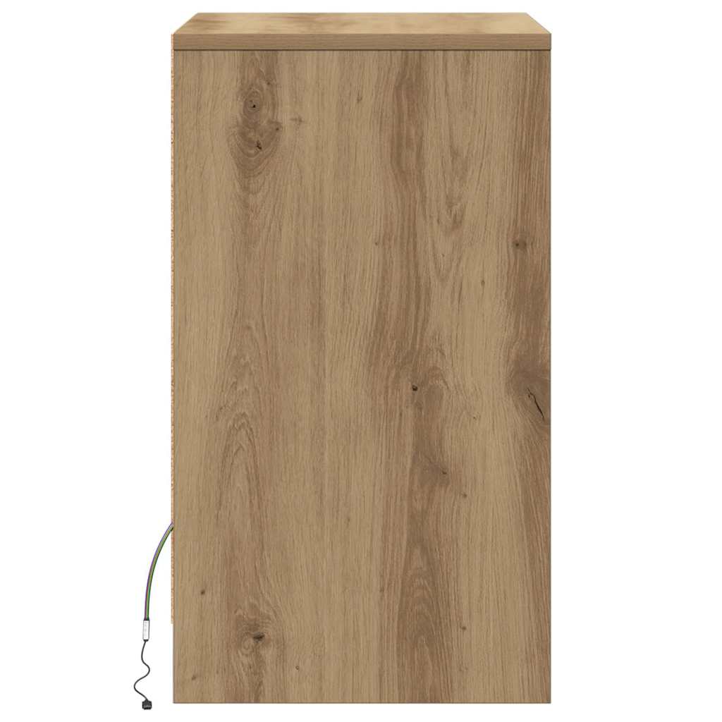 vidaXL LED Stolik nocny z szufladą dąb artisan 38 x 34 x 61 cm